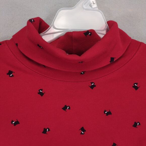 St John's Bay Women's XL Scottish Terrier Red Cotton Turtleneck Top Scottie Dog - Picture 4 of 6